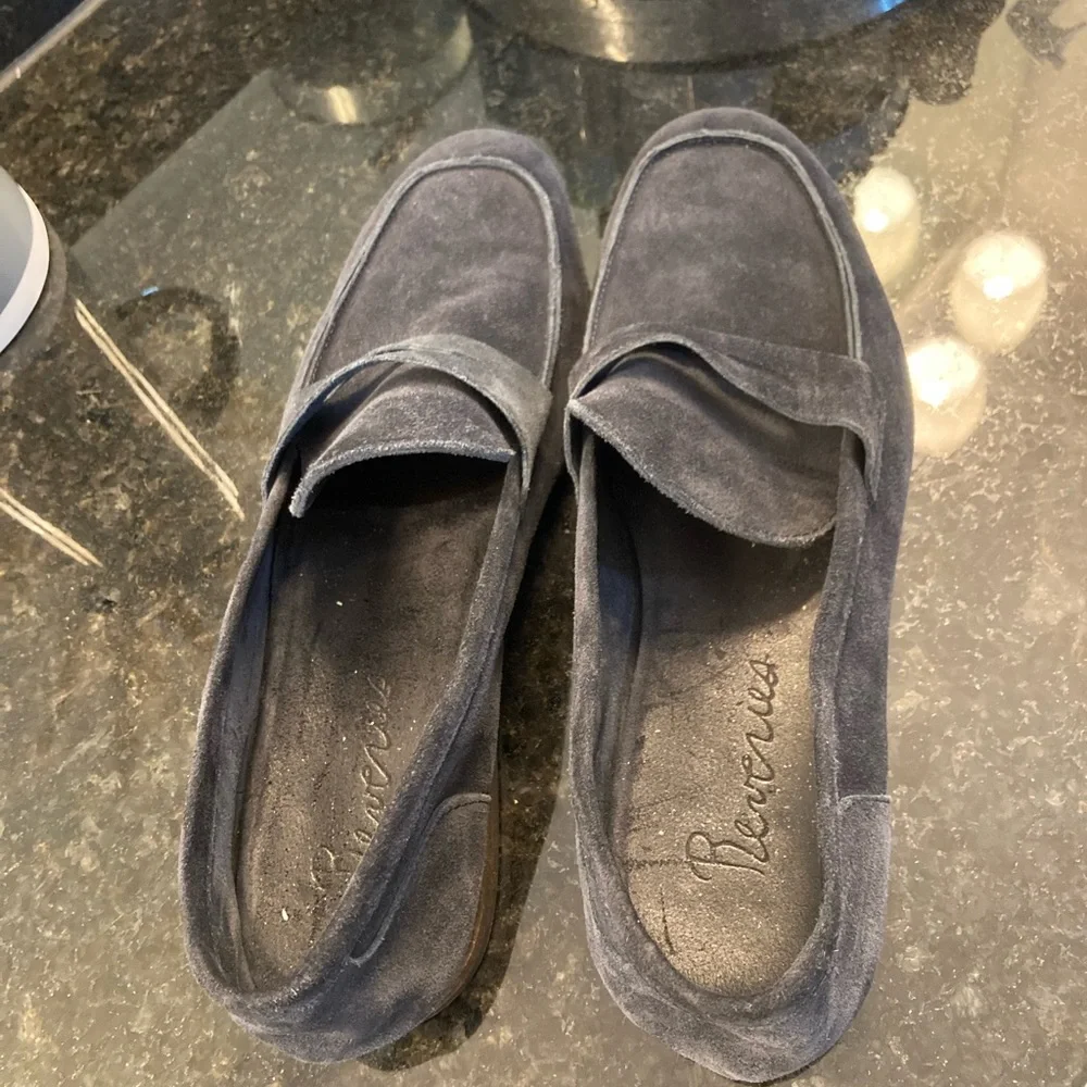Men's Suede Penny Loafers in Dark Blue